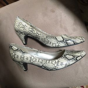 Snakeskin print heels